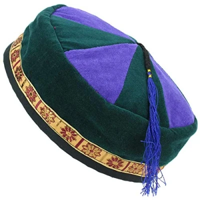 Image of Siesta Nepalese Velvet Smoking Hat Green Purple (Medium)