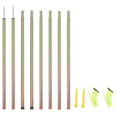 Image of vidaXL Sunshade Sail Poles Set 2 pcs Galvanised Steel Poles, Spikes &amp; Ropes 250 cm Pole Length Ideal for Outdoor Shelter Creation