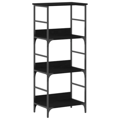 Image of vidaXL Bookshelf Black Oak 50x33x117,5 cm Engineered Wood and Steel