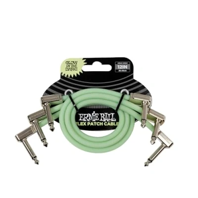 Image of Ernie Ball Flex Patch Cable 12in Glow in Dark 3 Pack