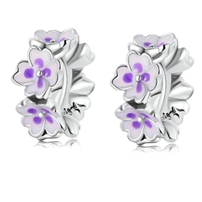 Image of Round Spacer Charms for Bracelets 925 Sterling Silver Beads Clip Stopper Pandora Bracelet (F 2PC)
