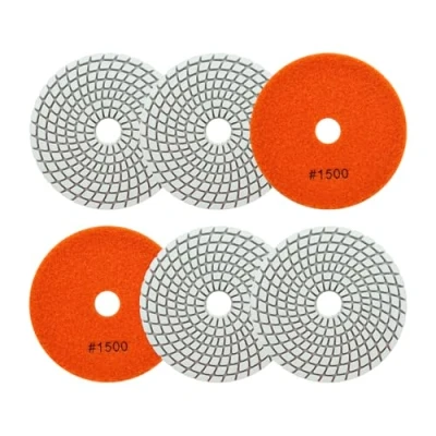 Image of Wet Diamond Polishing Pads 4&quot;/100mm 6pcs Grit 1500 Polish Pad Kit for Granite Marble Artificial Stone Quartz Angle Grinder SANLEETEK