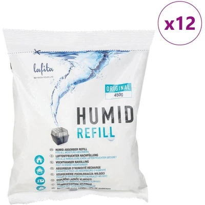 Image of vidaxl moisture absorber refills 12 pcs, 450g calcium chloride packs for dampness control in home, garage, caravan, and more