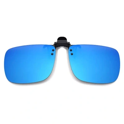 Image of JM Polarized Clip on Sunglasses Frameless Flip Up Lens for Prescription Glasses Mirror Blue 57 * 36