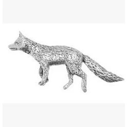 Image of Gift Box Pewter Pin Fox Badge or Brooch for Scarf, Tie, Hat, Coat Bag