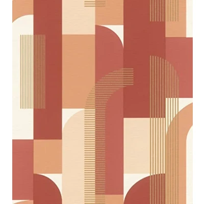Image of Rasch Modern Geometric Wallpaper Orange Abstract Paste The Wall Non Woven