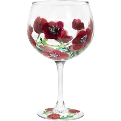 Image of The Leonardo Collection Hand Painted Poppy Gin Glass by Lynsey Johnstone with Gift Box…, Multi, JNS_475157