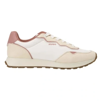 Image of HUGO Icelin Trainers, Women&#039;s, Size: 5, Open white/rose Imitation leather/ textile