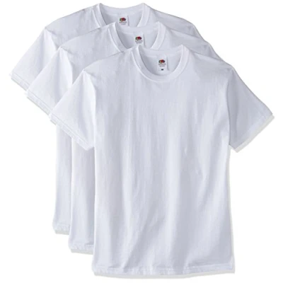 Image of Fruit of the Loom Men&#039;s Super Premium Short Sleeve T Shirt Pack 3, White, Medium
