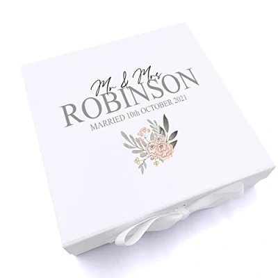 Image of ukgiftstoreonline Personalised Mr &amp; Mrs Wedding Keepsake Memory Box (Large)