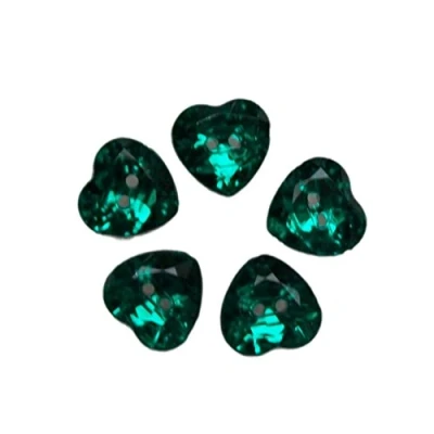 Image of Acrylic Crystal Effect Heart Shape Buttons 12mm Pack of 5 (Green)