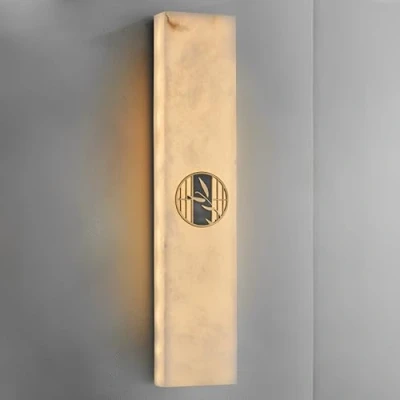 Image of TRIVIDHA Alabaster Wall Sconces Marble Lamp Gold Bathroon Vanity Lights White Stone Mount Light Brass Bedside For Bedroom Living Room Hallway Kitchen Cafe Stairs