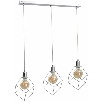 Image of Ruben Bar Pendant Ceiling Light Silver, 60cm, 1x E27