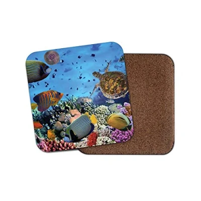 Image of 1 x Coral Reef Drinks Coaster Fish Aquarium Tropical Sea Diving #8475