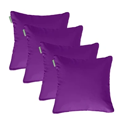 Image of Gardenista 18&quot; Garden Scatter Cushion Outdoor Water Resistant Furniture Pillow Soft and Comfy Patio Cushions Throw Pillows for Sofa, Couch, Balcony 4 Pack (Purple)