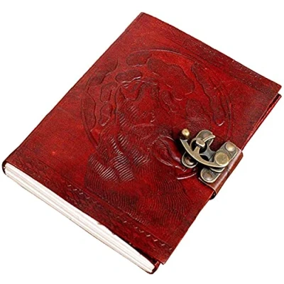Image of OVERDOSE Wolf Journal Notebook Handmade Antique For Students Office Travel Men Women Diary Leather Sketchbook Drawing Size 5x7 inches 12x17 cm
