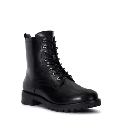 Image of Dune Ladies PRESTIN Lace Up Leather Boots Size UK 3 Flat Heel Black