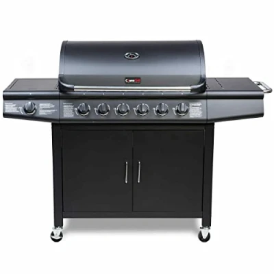 Image of CosmoGrill Pro Deluxe 7 Gas Burner 6+1 Barbecue Grill, Stainless Steel Warming Rack, Side Burner, Built in Temperature Gauge for Home Garden Party Outdoor Cooking (93416)
