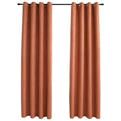 Image of vidaXL Blackout Curtains with Metal Rings 2 pcs Rust 140x225 cm