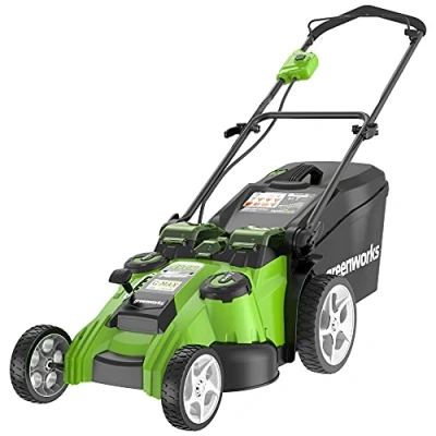 Image of Greenworks battery powered lawnmower double blade G40LM49DB (Li Ion 40V 49cm cutting width up to 400m² 2in1 mulching &amp; mowing, 5 fold central height adjustment without charger)