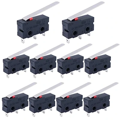Image of mxuteuk 10Pcs Mini Micro Limit Switch 5A 125 250V AC SPDT 1NO 1NC Long Straight Hinge Lever Arm Snap Action Button Type 3 Pins KW11 3Z03