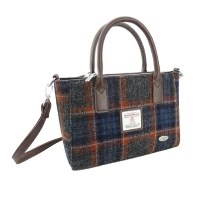Image of Glen Appin Of Scotland Harris Tweed Tote Handbag LB1228 Brora (Col 127 Grey Rust)