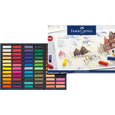 Image of Faber Castell Creative Studio Soft Pastels Mini, Multicoloured, Cardboard Wallet Of 72, For Art, Craft, Drawing, Sketching, Home, School, University, Colouring