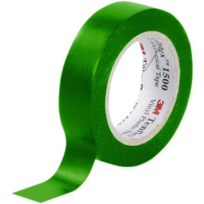 Image of 3 m TGRU1510 Temflex 1500 Vinyl Electrical Insulation Tape, 15 mm x 10 Self Adhesive Disk Wallet Green