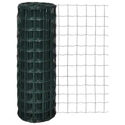 Image of vidaXL Euro Fence Panel Screen 10x0.8 m Green PVC Coated Steel Wire Barrier with 76x63 mm Mesh for Garden, Farm, Industrial