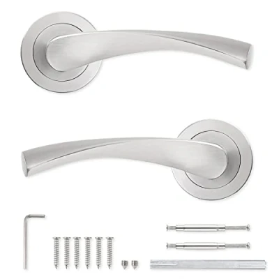 Image of Probrico Internal Door Handle Lever Set on Rose Brushed Nickel (Door Handle)