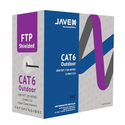 Image of JAVEX Cat6 FTP Shielded Outdoor, 23AWG, CCA Ethernet Bulk Cable, Easy pull Box, 305m, Black