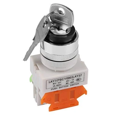 Image of Key Switch 2 Position Operated Rotary Mount Lock Select Selector 22mm with Strong Insulation Performance