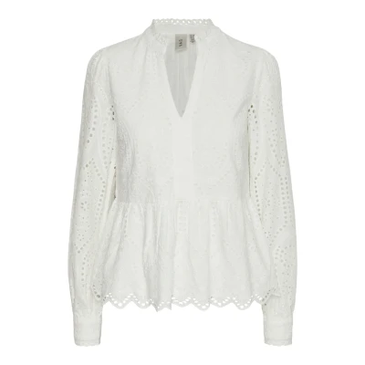 Image of YAS Women&#039;s Yasholi Ls Top S. Noos Long Sleeve Blouse, Star White, M