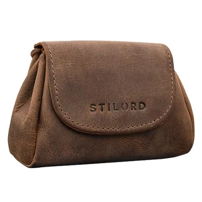 Image of STILORD &#039;Bronn&#039; Leather Pouch Small Vintage Purse for Money and Key Coin Bag Women Men Mini Cash Wallet Genuine Leather, Colour:Middle Brown