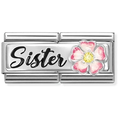 Image of Nomination Sister With Flower Double Charm