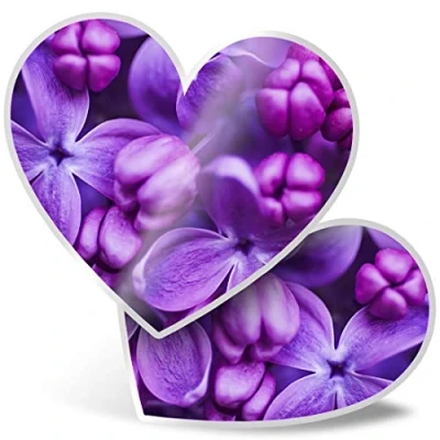 Image of 2 x Heart Stickers 7.5 cm Purple Lilac Violet Flowers Laptop Tablet Luggage Scrapbook #3417