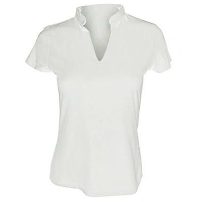 Image of Kustom Kit Ladies Corporate Short Sleeve V Neck Mandarin Collar Top (12 14) (White)