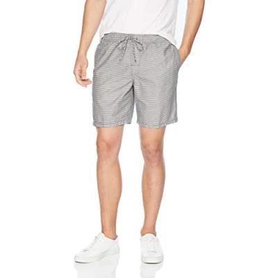 Image of Amazon Essentials Men&#039;s 8&quot; Inseam Relaxed Fit Drawstring Walk Short (Available in Plus Size), Grey/Stripes, XS