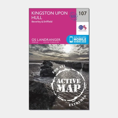 Image of Landranger Active 107 Kingston upon Hull, Beverley &amp; Driffield Map With Digital Version