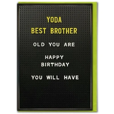 Image of Brainbox Candy Funny Brother Birthday Card &#039;Yoda Best Brother&#039; Star Wars Themed For Novely Joke Sibling Cards