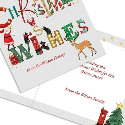 Image of Personalised 20 Christmas Cards bespoke to You (Christmas Wishes)