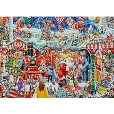 Image of Ravensburger Christmas No29: Santa&#039;s Steam Train Grotto 1000 piece Jigsaw Puzzle for Adults and Kids Age 12 Up