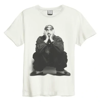 Image of Amplified Unisex Adult Contemplation Tupac Shakur Vintage T Shirt (S) (White)