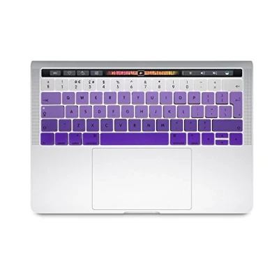 Image of Se7enline Compatible With MacBook Keyboard Cover for Pro 13/15 inch Touch Bar Version Model A1706/A1989/A2159/A1707/A1990 2016/2017/2018/2019/2020 New Released (UK Layout), Ombre Purple