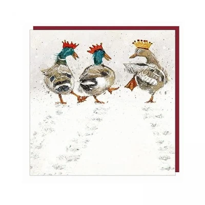 Image of Charity Christmas Cards The Boxing Day Stroll Festive Ducks with Flitter Details Eco Friendly &amp; Recyclable Pack of 6 By Artbeat