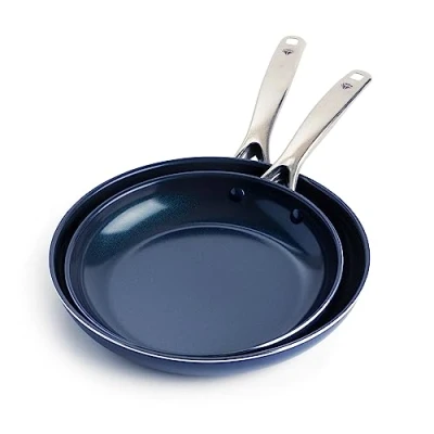 Image of Blue Diamond Cookware Infused Ceramic Nonstick 2 Piece Frying Pan Skillet Set, 24 cm and 28 cm, PFAS Free, Oven Safe,