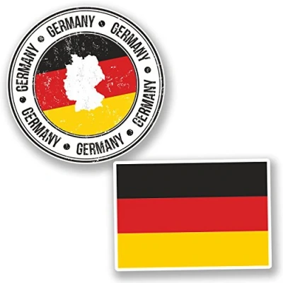 Image of 2 x 10cm Deutschland Germany German Flag Map Sticker Car Bike iPad Laptop #4929 (10cm Wide.)