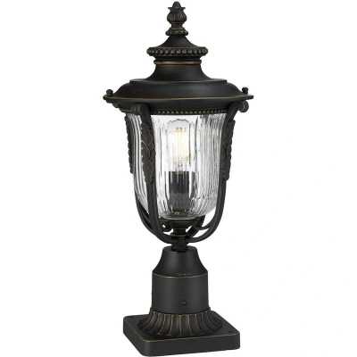 Image of Luverne 1 Light Outdoor Pedestal Rubbed Bronze IP44, E27
