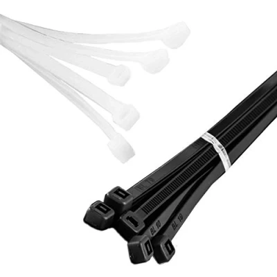 Image of MutecPower Cable Zip Ties 67cm long Black &amp; White Nylon 10 Pack Heavy Duty Holds 80kg 8.8x670mm