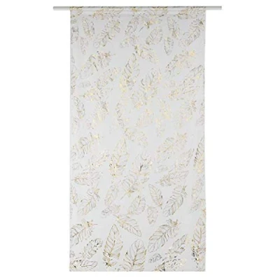 Image of HERCHR Metallic Tree Sheer Curtains, 3.28x6.6 ft Curtains Voile for Windows,Bedroom Branch Print Gold White Window Drapes Living Room Bedroom